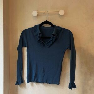 Dark Blue Ribbed Blouse